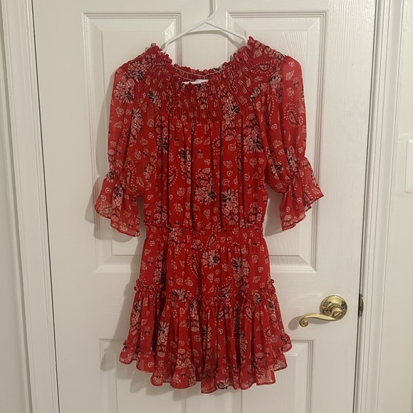 Misa Los Angeles Darla Paisley Mini Dress in Red Floral Paisley Pattern Size XS - Picture 6 of 13